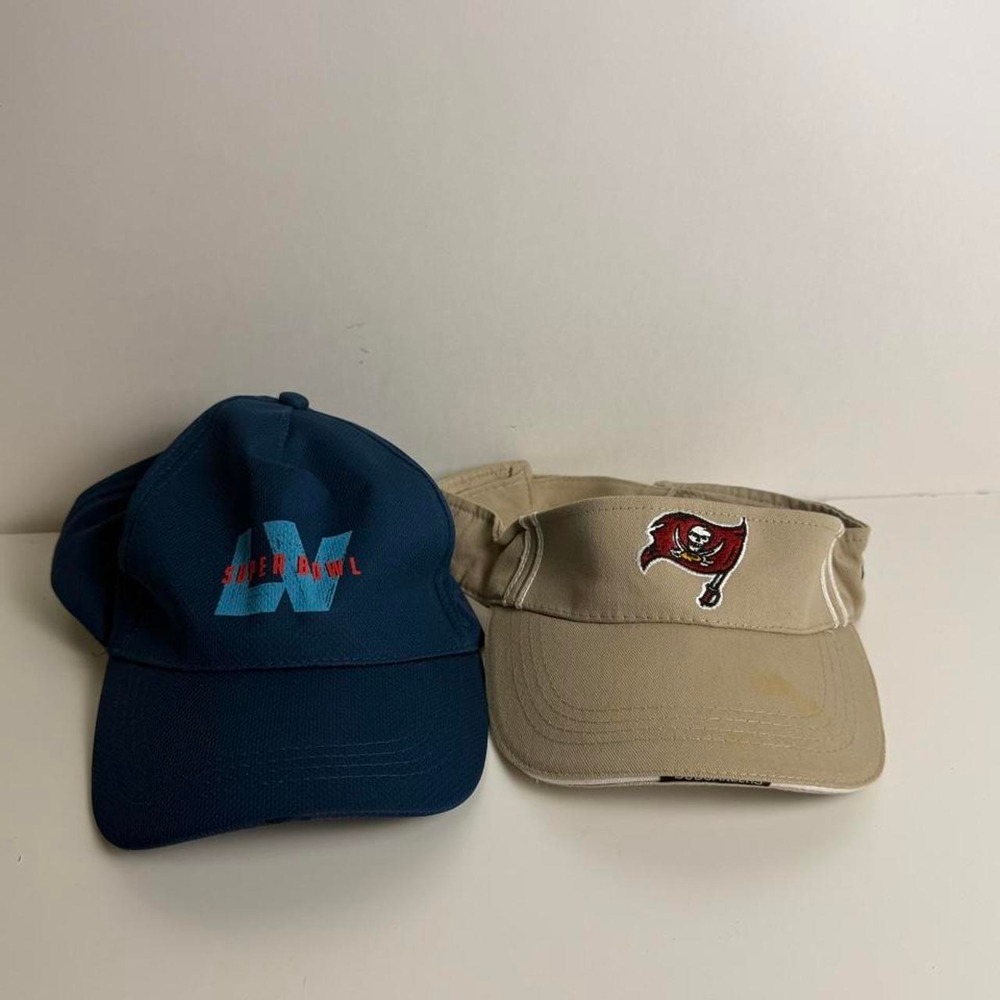 Tampa Bay Buccaneers Visor & Superbowl LV hat combo! Blue and Beige colors!